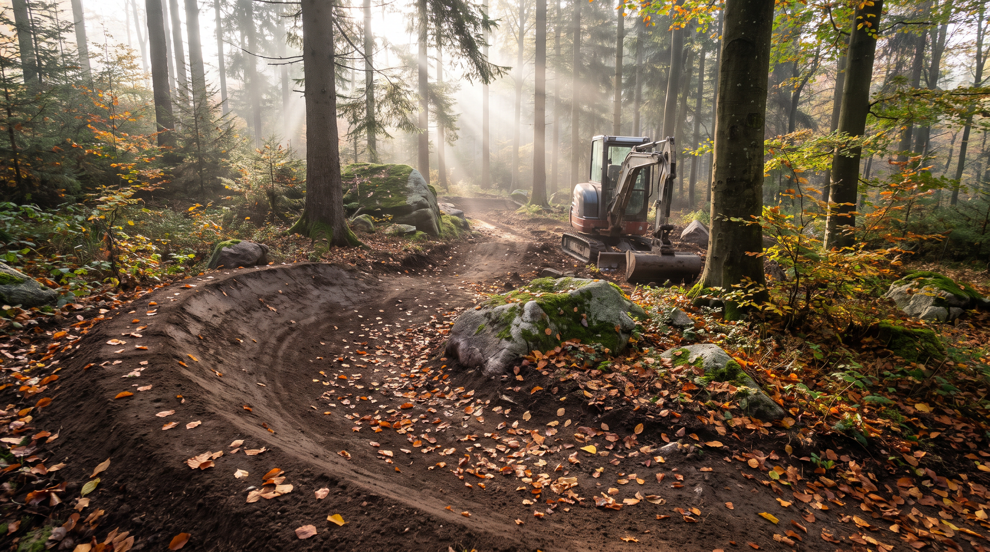 Neue MTB-Trails im Oberpfälzer Wald: Mountainbiker auf einem Waldtrail (Symbolbild, KI-generiert)