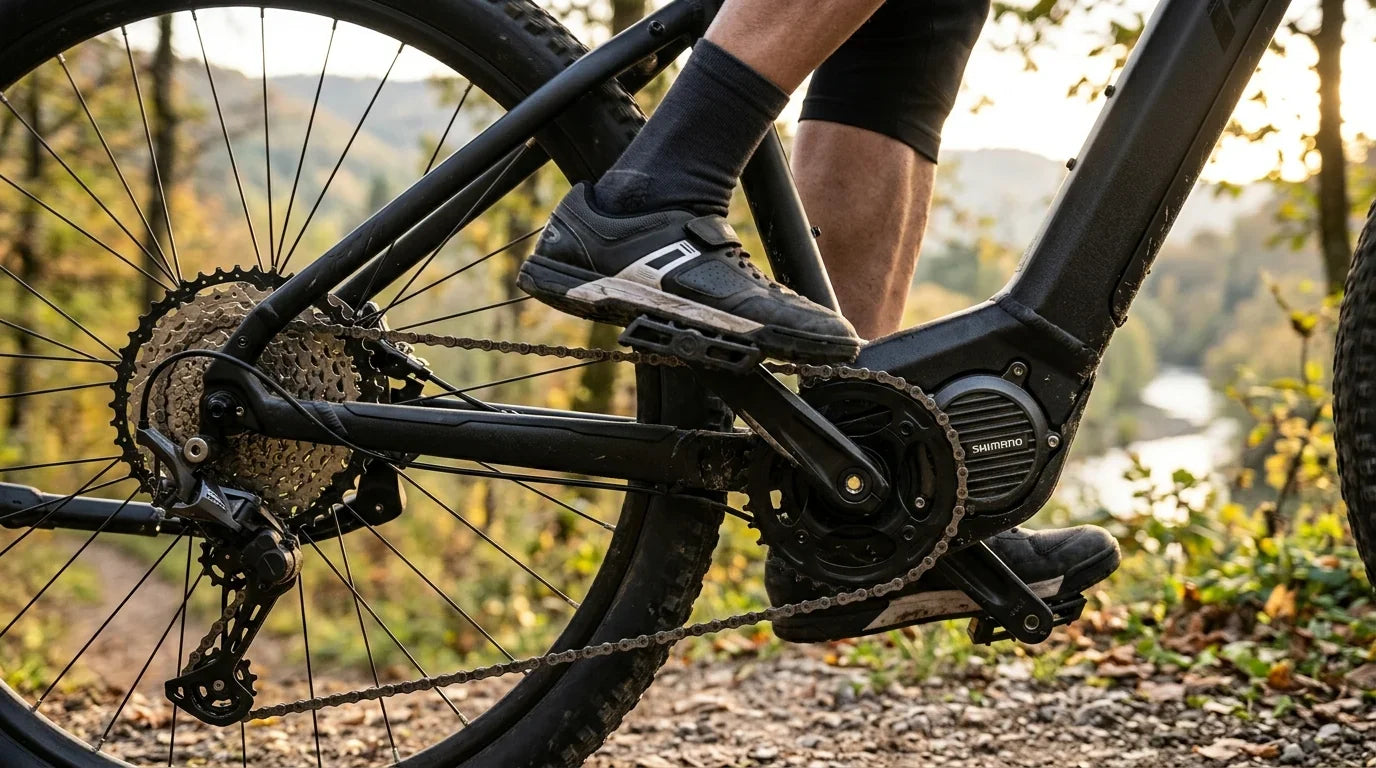E-Bike-Antrieb mit Kette und Kassette am Mittelmotor - Trittfrequenz und Verschleiss