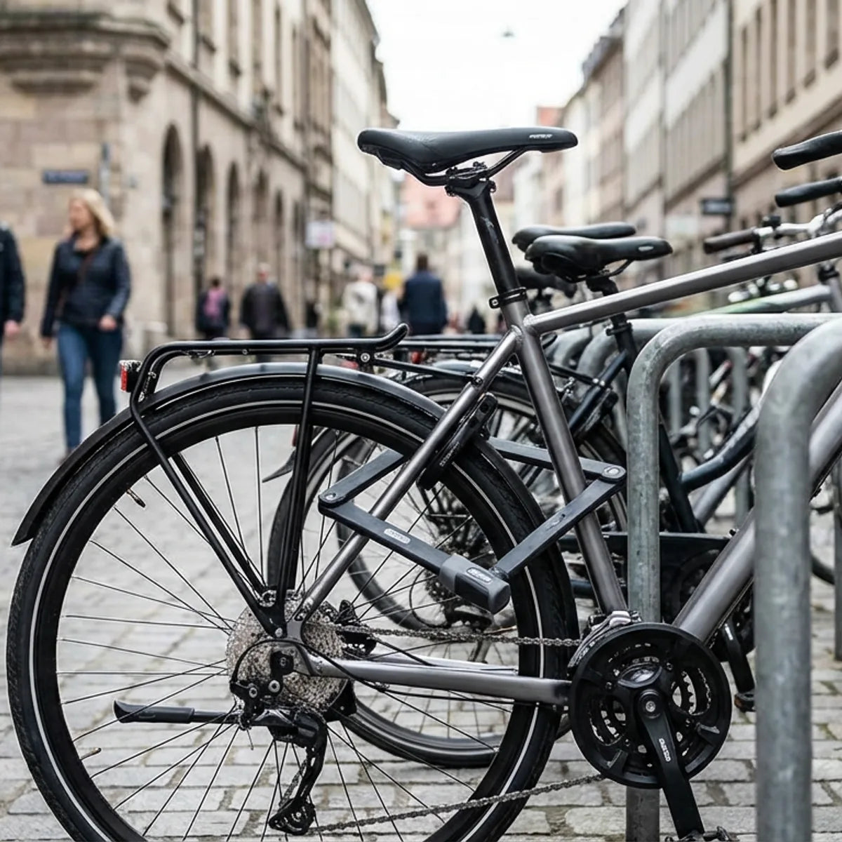Fahrraeder mit Faltschloss in Altstadt gesichert - ideal fuer Stadt und Pendler