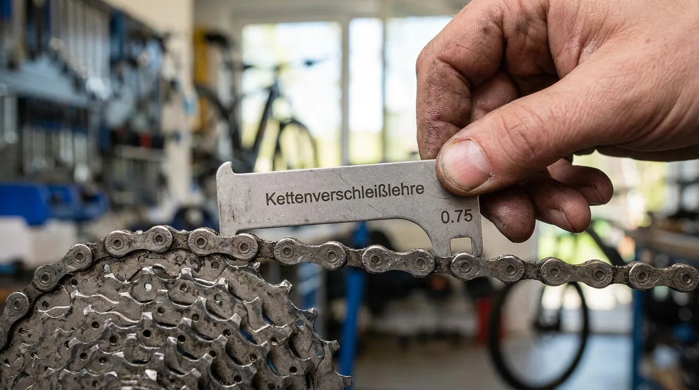 Kettenverschleißlehre zeigt 0,75% Verschleiß an - Wann Fahrradkette wechseln
