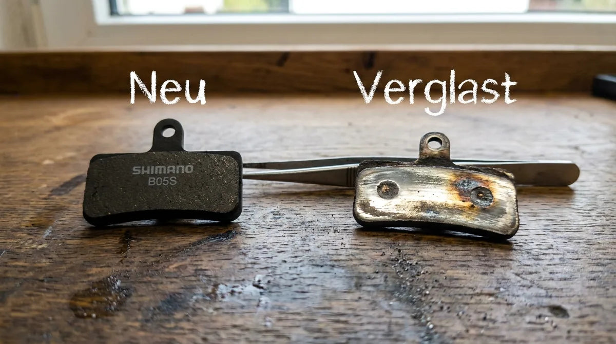 Shimano Bremsbeläge Neu vs Verglast Vergleich - Wann Bremsbeläge wechseln