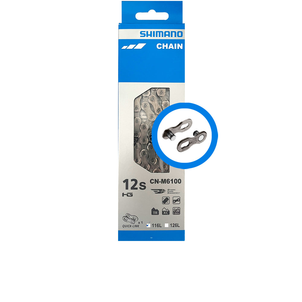 Shimano Deore CN-M6100 12-fach Fahrradkette silber, 116 Glieder mit Quick-Link
