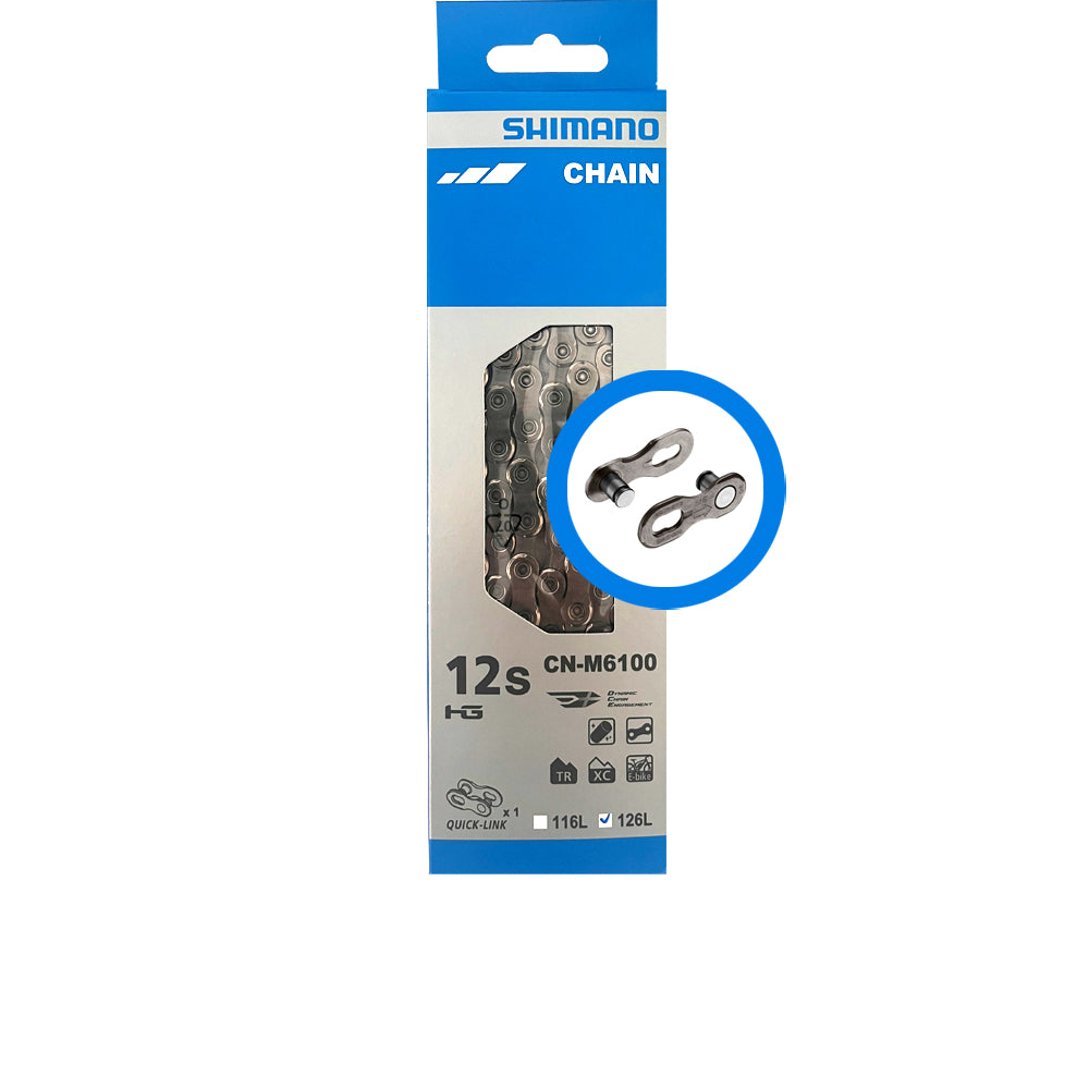 Shimano Deore CN-M6100 12-fach Fahrradkette silber, 126 Glieder mit Quick-Link