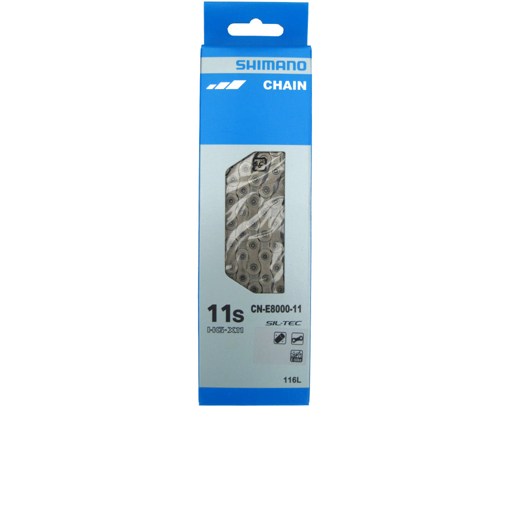 Shimano CN-E8000 11-fach E-Bike Kette silber, 116 Glieder mit Verbindungsniet