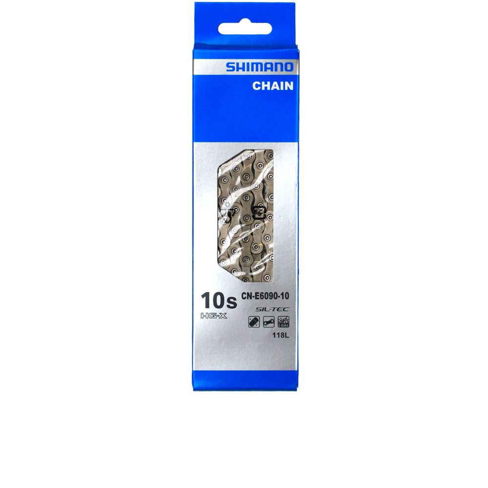 Shimano CN-E6090 10-fach E-Bike Kette silber mit SIL-TEC, 118 Glieder