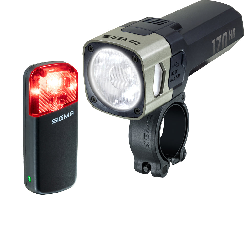 Sigma Aura 170 HB Link Beleuchtungsset mit Frontlicht und Reco 80 Link Radar-Rücklicht