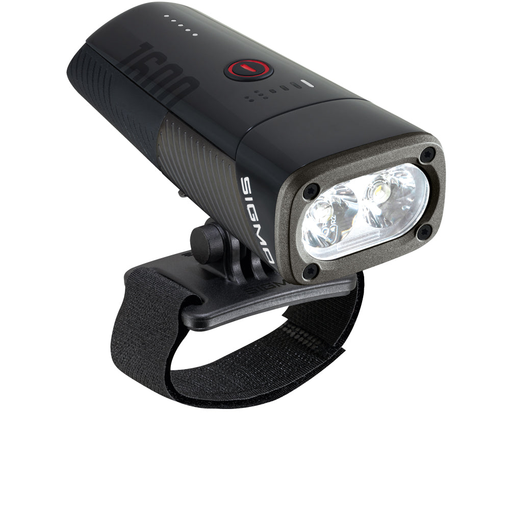 Sigma Buster 1600 HL LED-Helmlampe schwarz mit Doppellinse und Helmhalterung