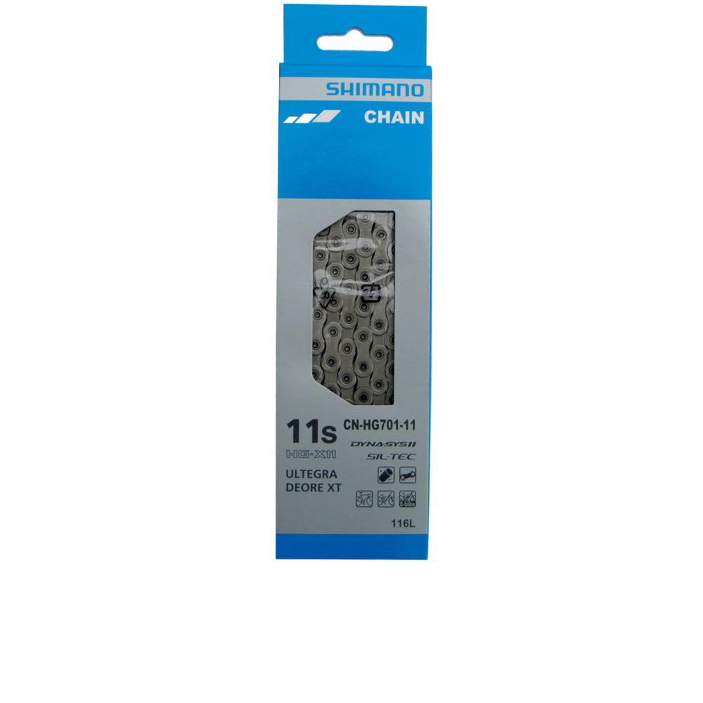 Shimano CN-HG701 11-fach Fahrradkette silber, 116 Glieder mit Nietstift