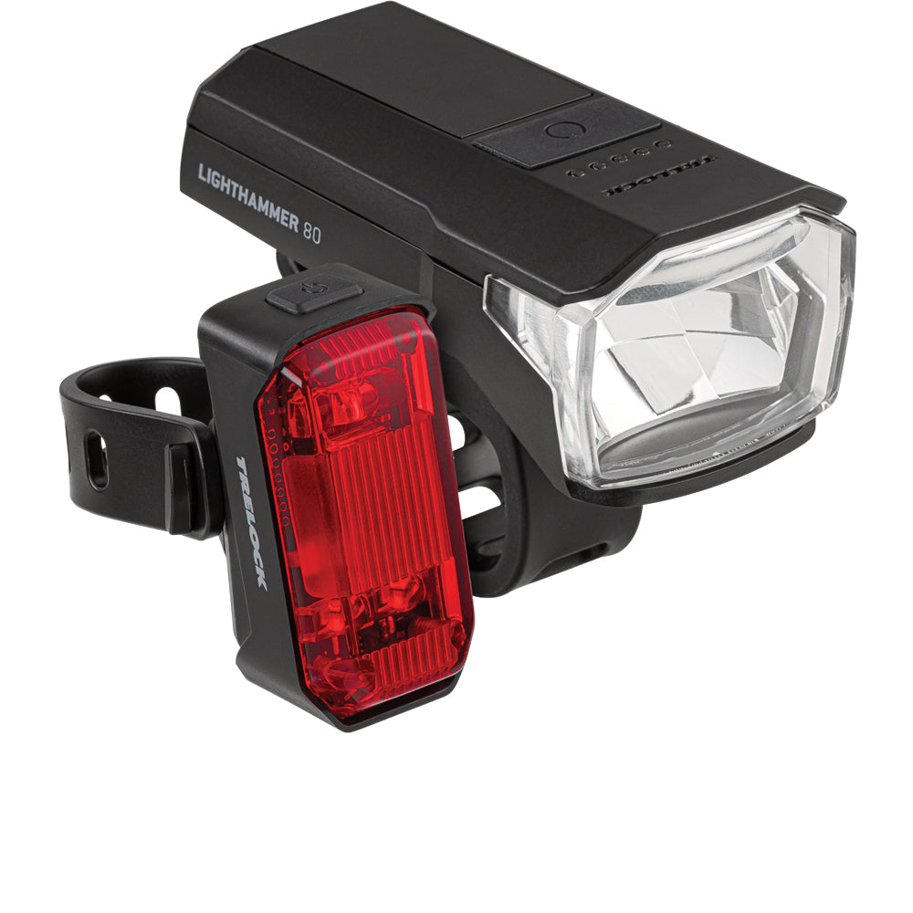 Trelock Lighthammer 80 Akku-Frontlicht und Lighthammer Rear Rücklicht als Set