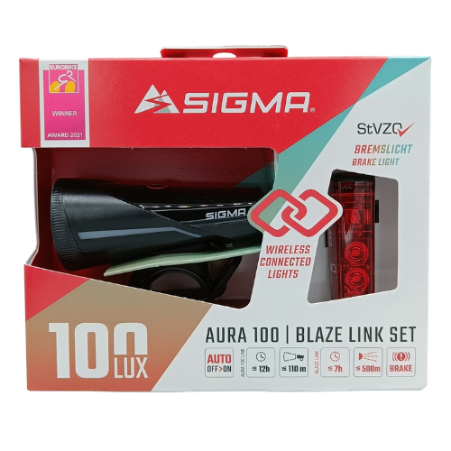 SIGMA Aura 100 Fahrradbeleuchtung + Blaze Link