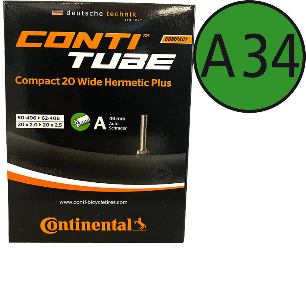 Continental Compact 20 Wide Hermetic Plus Schlauch mit Autoventil 34 mm