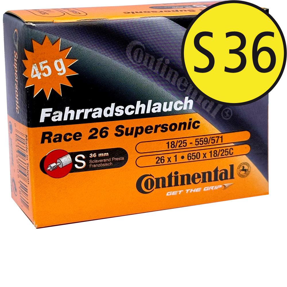 Continental Race 26 Supersonic Leichtschlauch mit Sclaverand-Ventil 36 mm