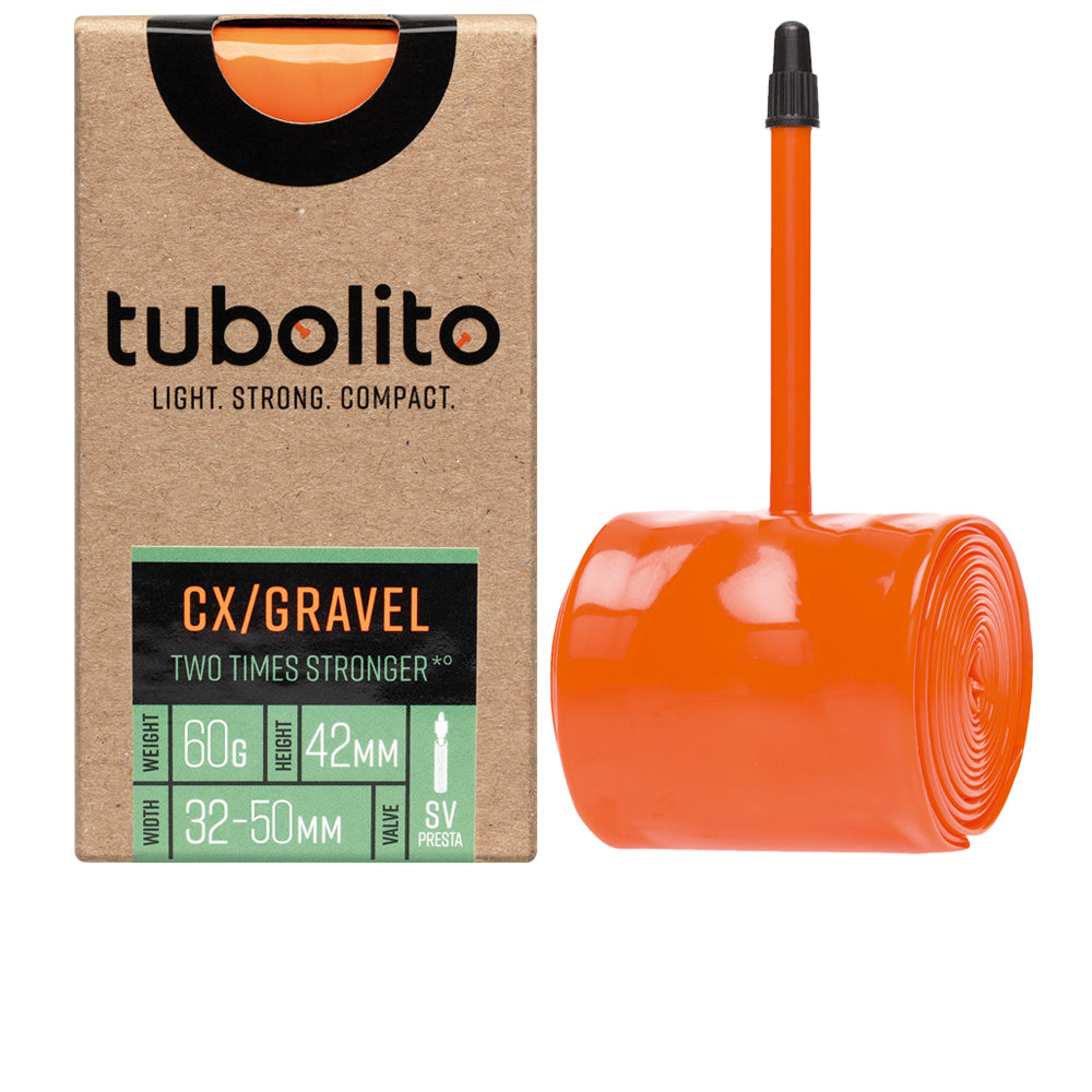 tubolito Tubo Gravel TPU-Schlauch 28 und 27,5 Zoll, Sclaverand 42 mm, orangefarbenes Ventil