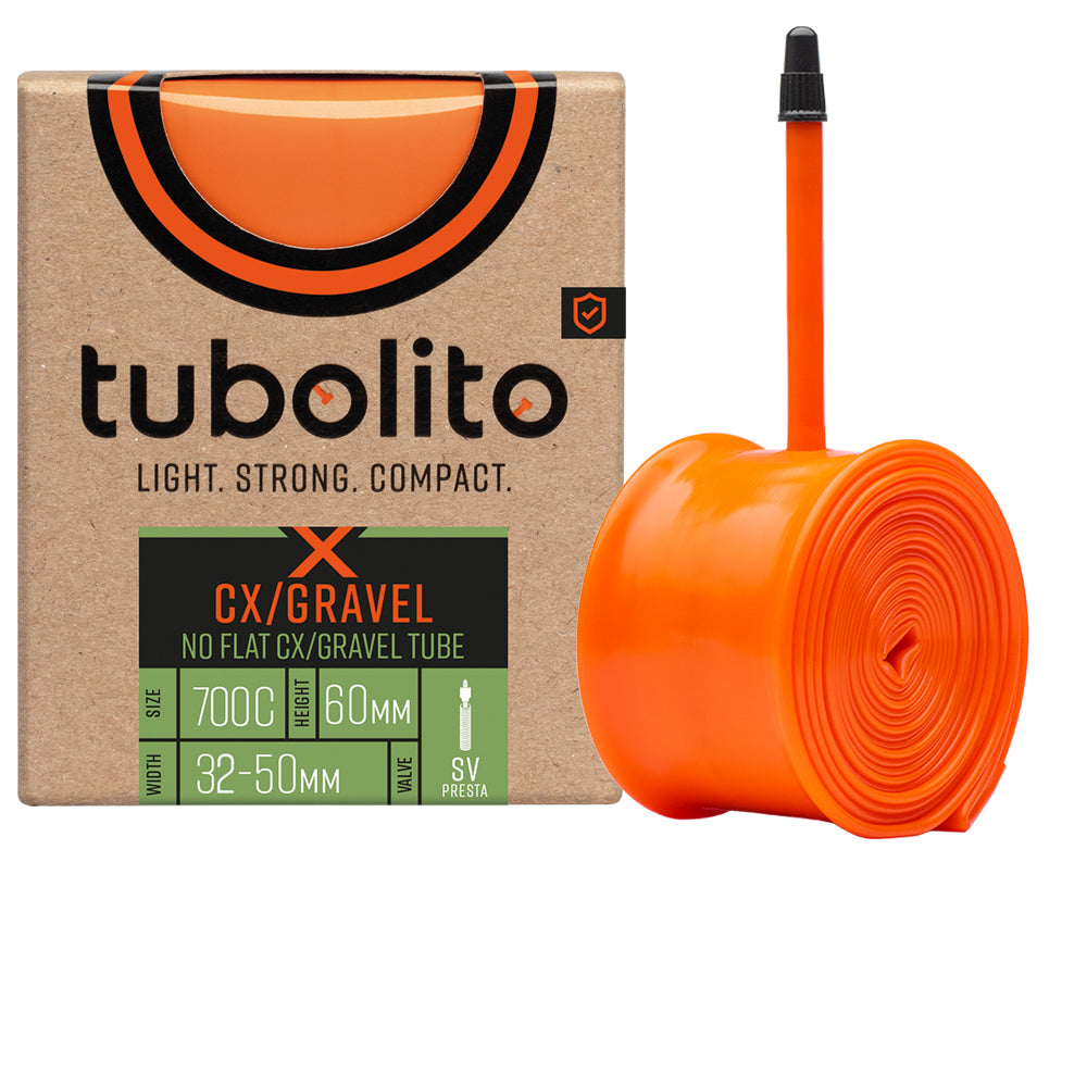 tubolito X-Tubo Gravel TPU-Schlauch 28 Zoll, Sclaverand 60 mm, orangefarbenes Ventil
