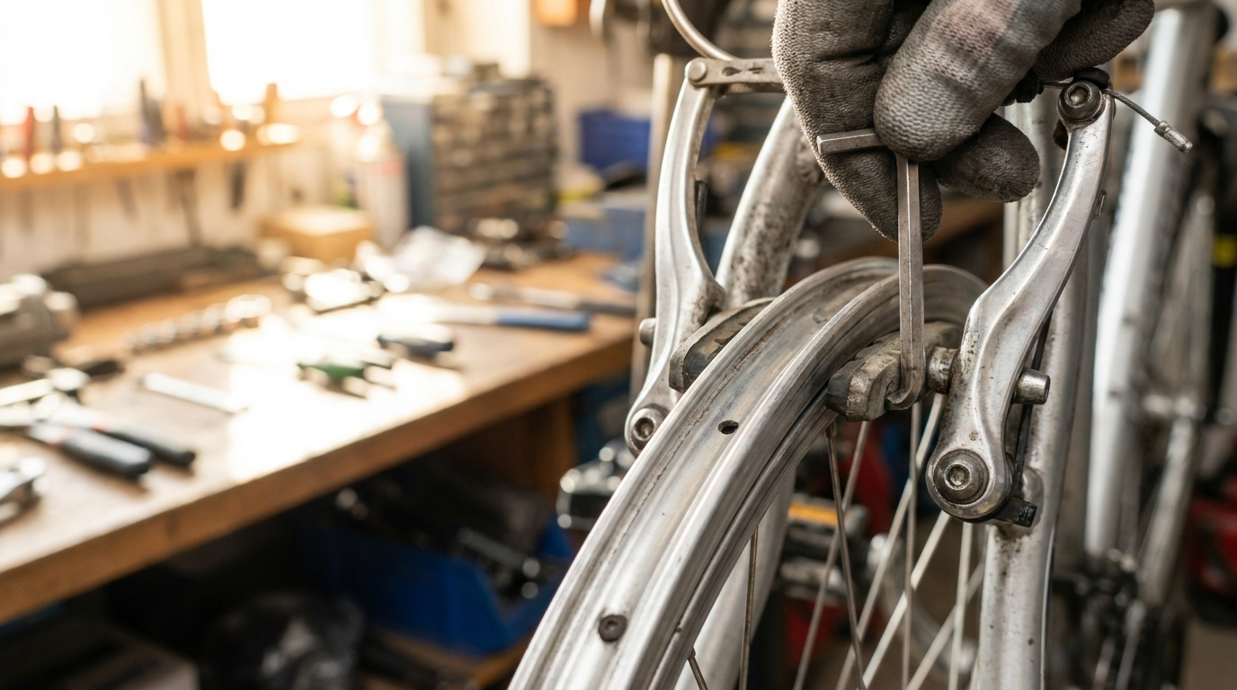 Bremsklotz an V-Brake wird parallel zur Felge eingestellt - Felgenbremse einstellen