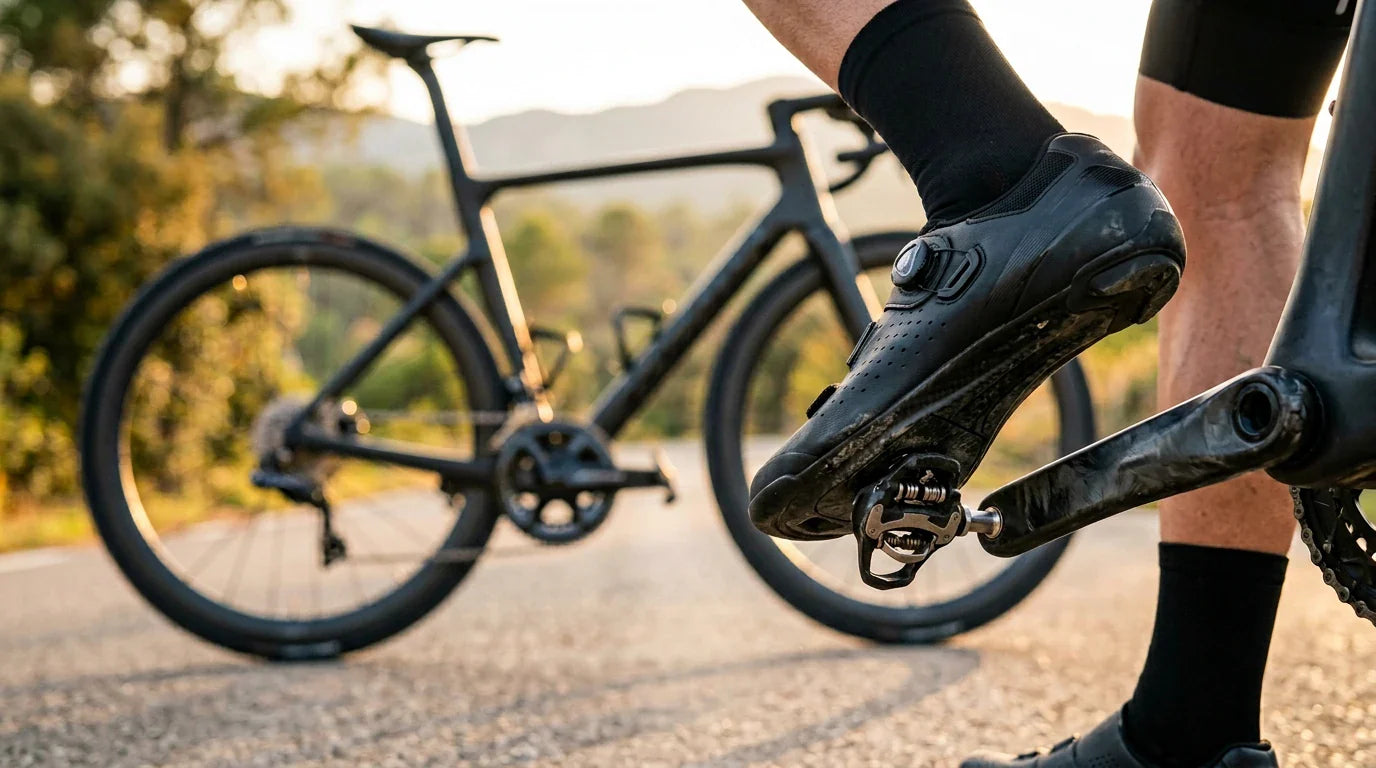 SPD-SL-Rennradpedal mit Cleat am Rennradschuh