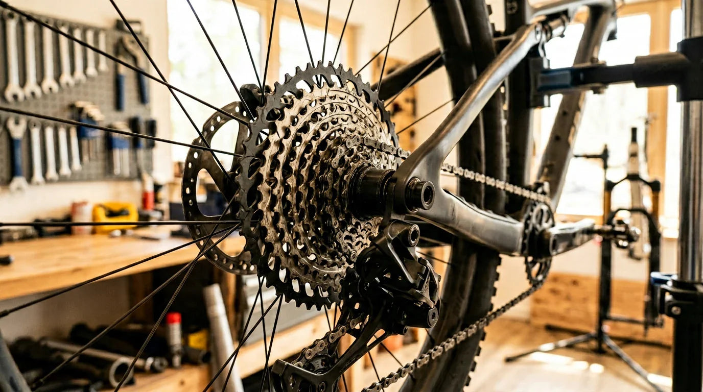 12-fach-Kassette auf XD-Driver am MTB-Hinterrad - SRAM-kompatible Kassette