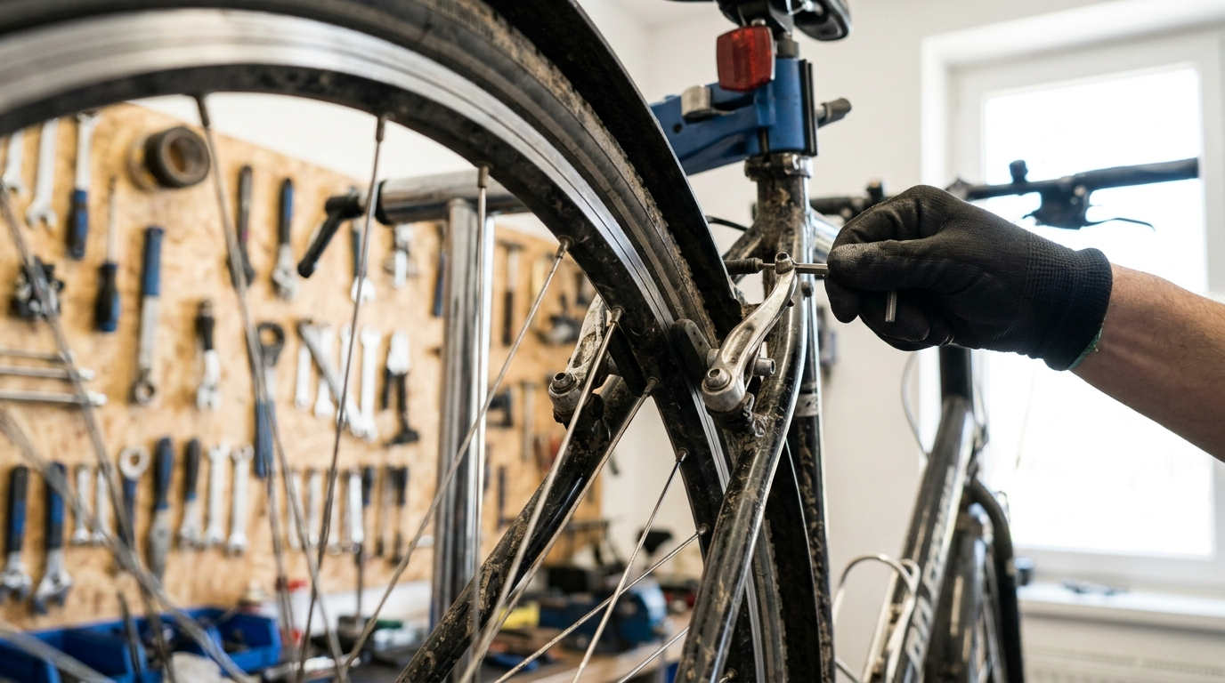 V-Brake an Trekkingrad wird mit Inbusschlüssel eingestellt - V-Brake einstellen