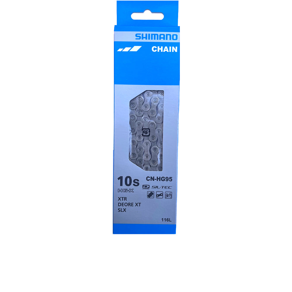 Shimano XT CN-HG95 10-fach HG-X MTB-Kette silber mit SIL-TEC, 116 Glieder