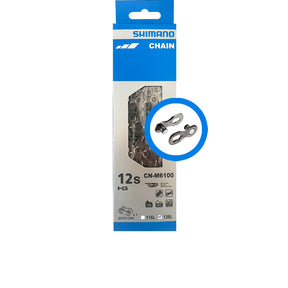 Shimano Deore CN-M6100 12-fach Fahrradkette silber, 126 Glieder mit Quick-Link