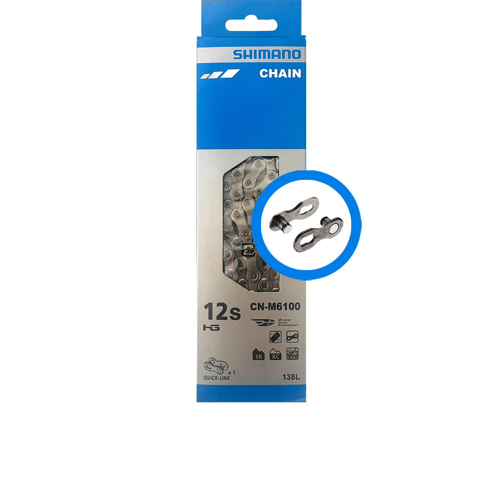 Shimano Deore CN-M6100 12-fach Fahrradkette silber, 138 Glieder mit Quick-Link