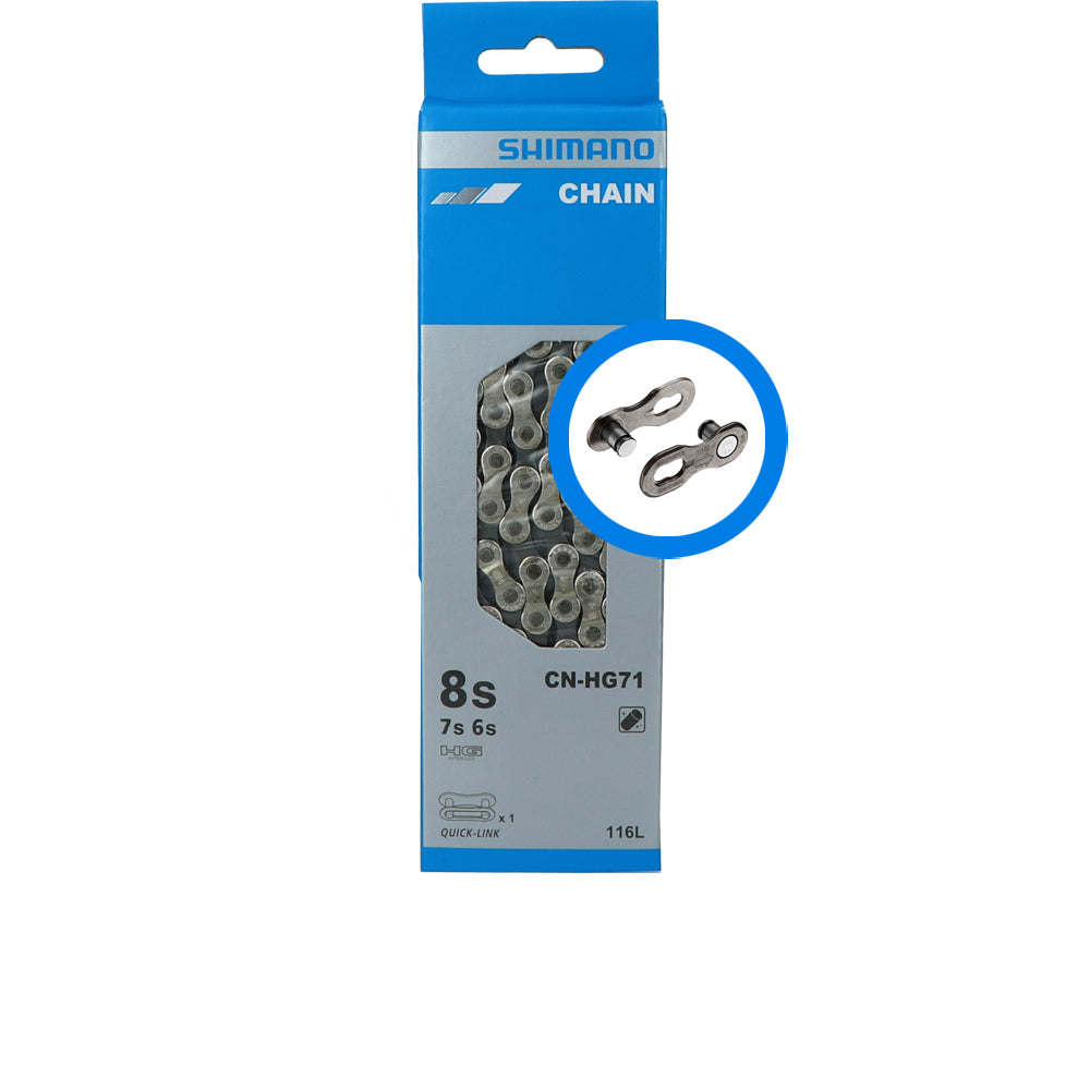 Shimano CN-HG71 6/7/8-fach Fahrradkette silber, 116 Glieder mit Quick-Link SM-UG51