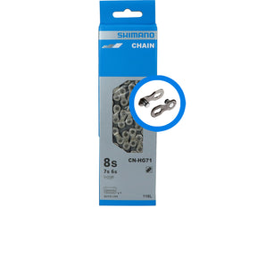 Shimano CN-HG71 6/7/8-fach Fahrradkette silber, 116 Glieder mit Quick-Link SM-UG51