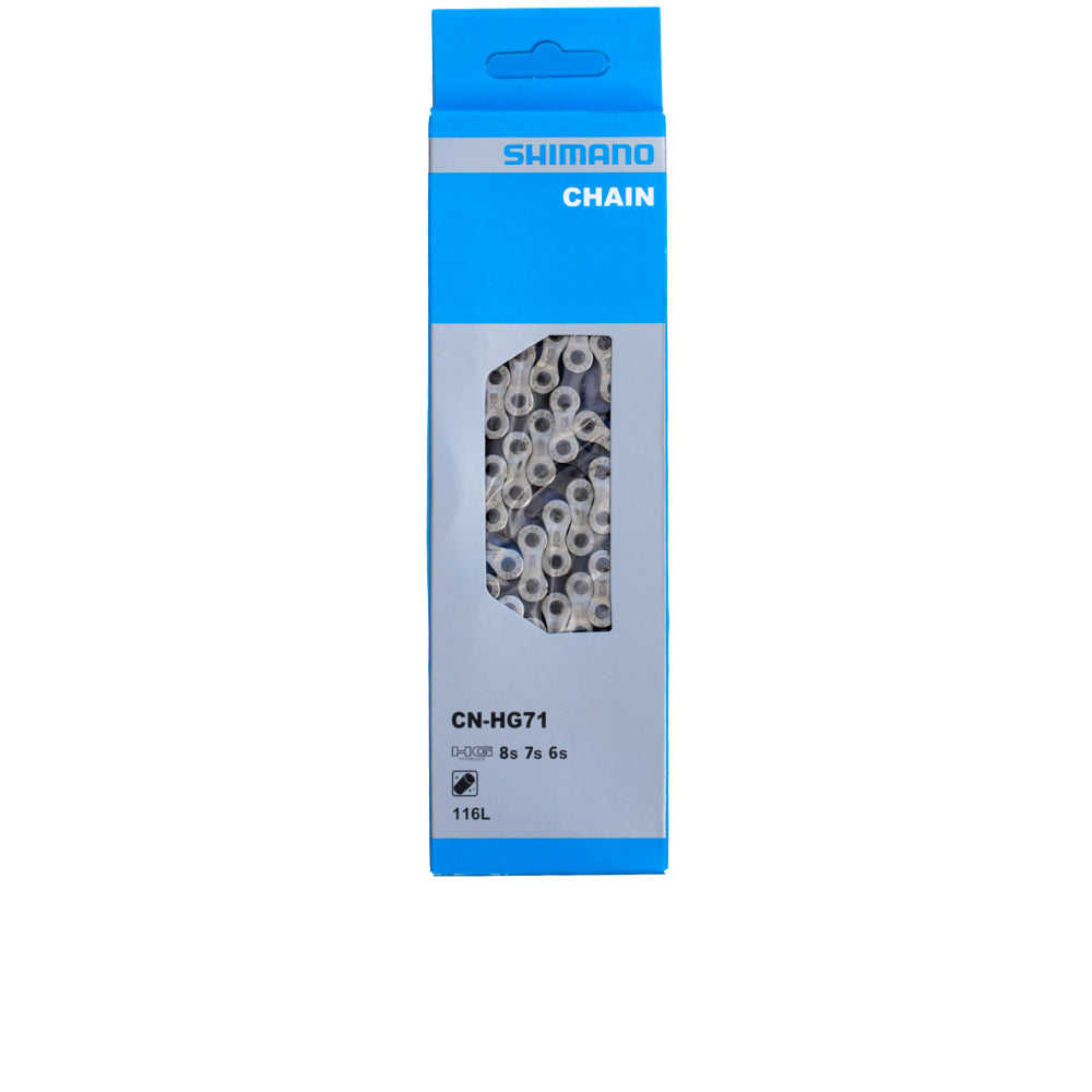 Shimano CN-HG71 6/7/8-fach Fahrradkette silber, 116 Glieder mit Nietstift