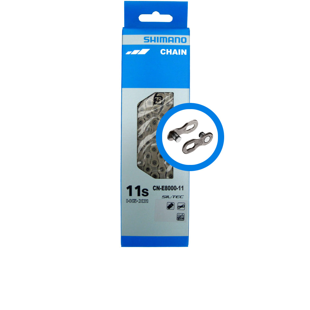 Shimano CN-E8000 11-fach E-Bike Kette silber, 138 Glieder mit Quick-Link
