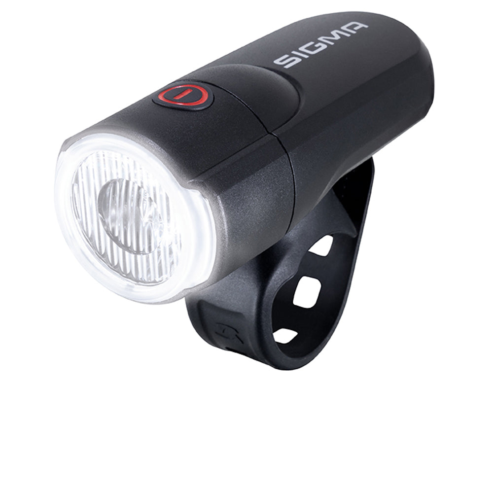 Sigma Aura 30 Batterie-Frontlicht schwarz mit Silikon-Lenkerhalterung