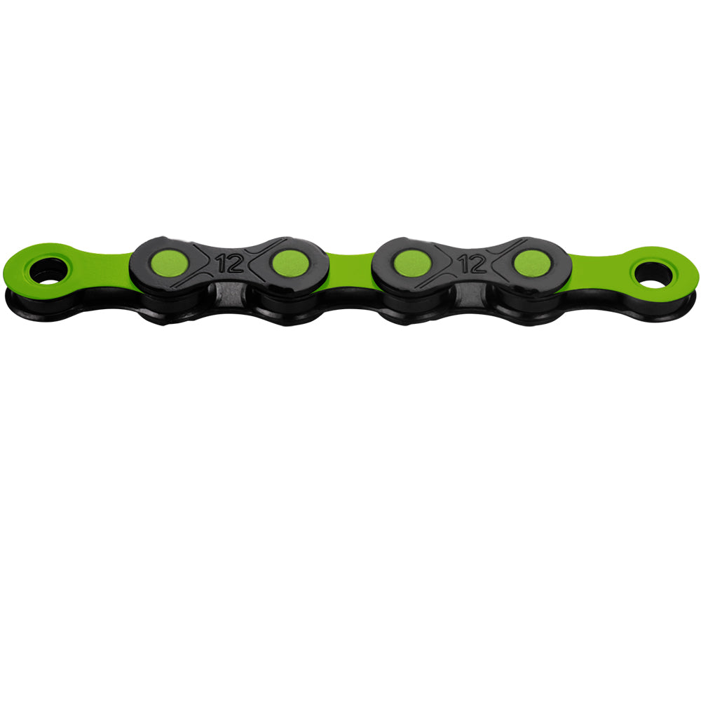 KMC DLC 12 WAXED 12-fach E-Bike Kette schwarz-grün mit DLC Beschichtung, gewachst
