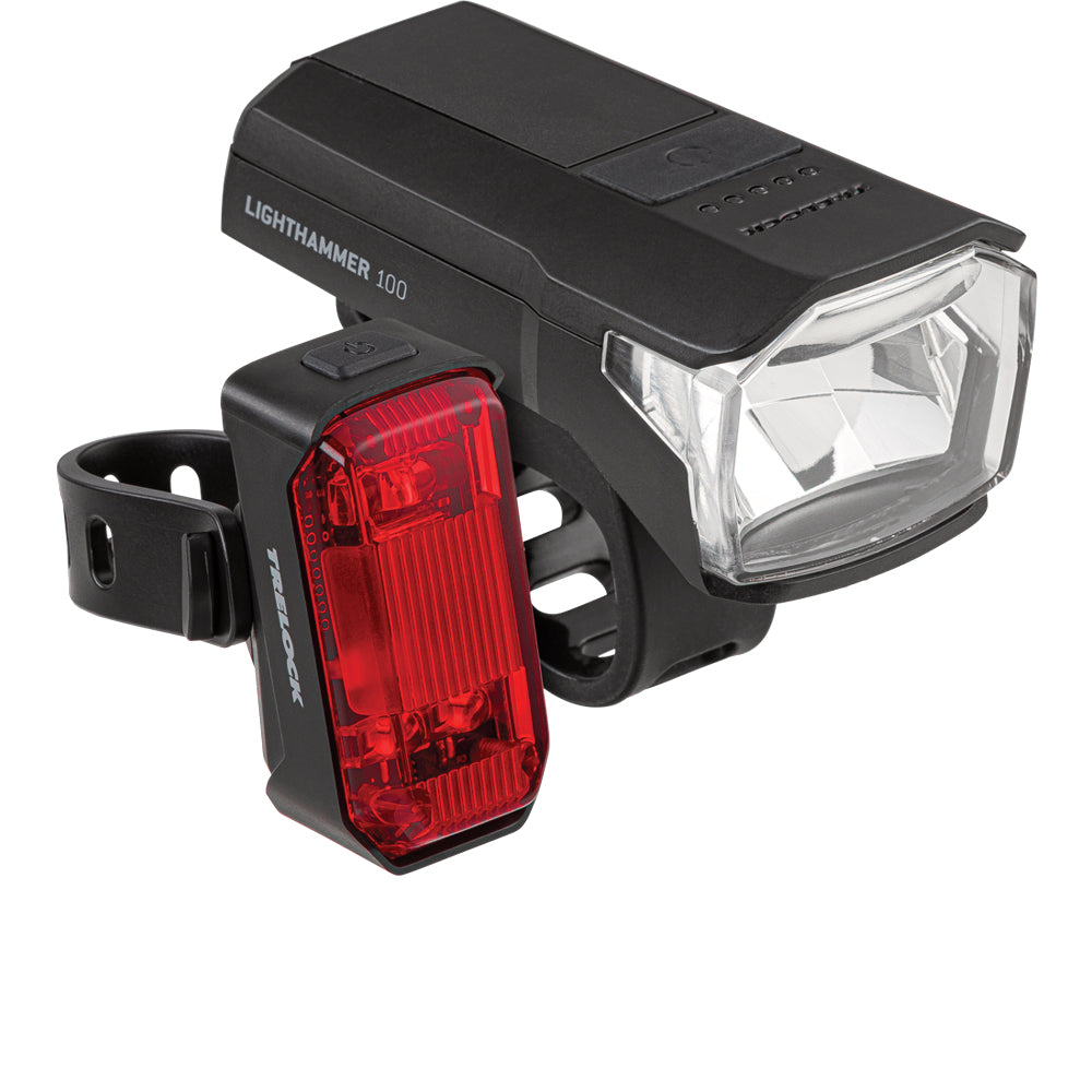 Trelock Lighthammer 100 Akku-Frontlicht und Lighthammer Rear Rücklicht mit Halter