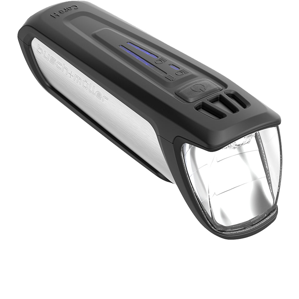 Busch & Müller IXON Core 2 Highbeam Akku-Scheinwerfer schwarz-silber mit BLUCON-Taster