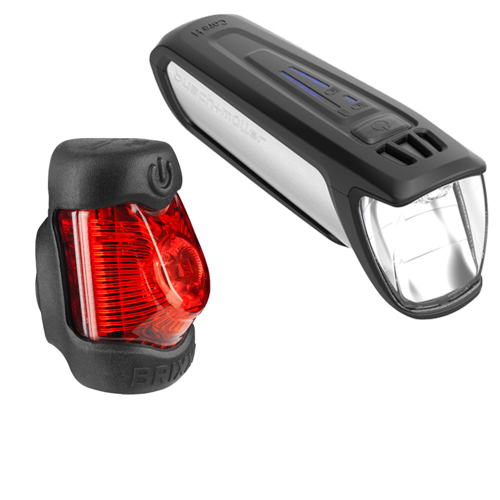 Busch & Müller Beleuchtungsset IXON Core 2 Highbeam Scheinwerfer und BRIXXI Rücklicht mit Halter