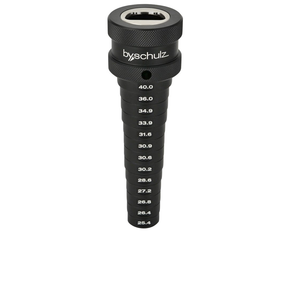 by.schulz DG-BO Seatpost Tool Messlehre schwarz mit Stufen von 25,4 bis 40,0 mm