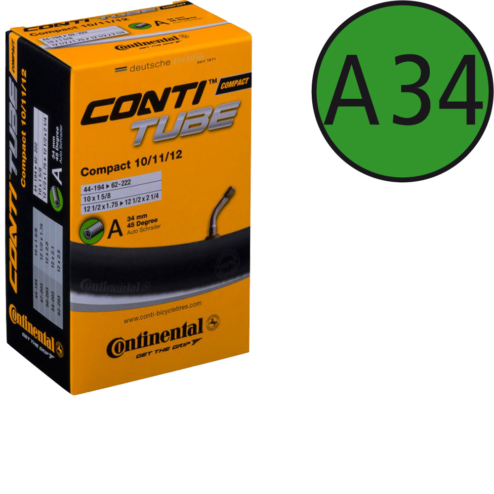 Continental Compact 10/11/12 Schlauch mit Autoventil 34 mm, 45 Grad abgewinkelt