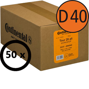 Continental Tour 28/29 Werkstattbox mit 50 Schläuchen, Dunlopventil 40 mm