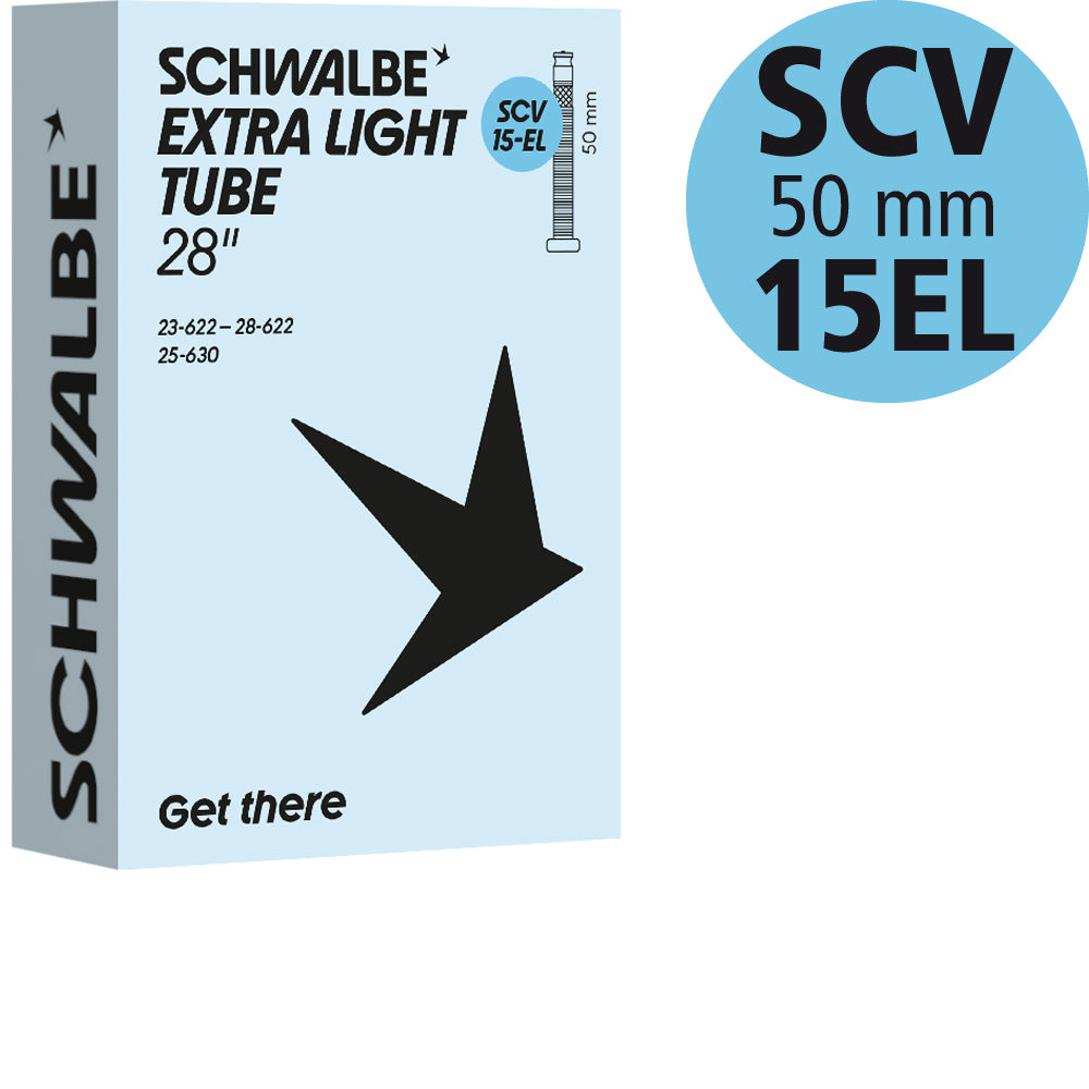 Schwalbe Extralight Schlauch 28 Zoll Rennrad, Nr. 15-EL, 23 bis 28 mm, SCV 50 mm