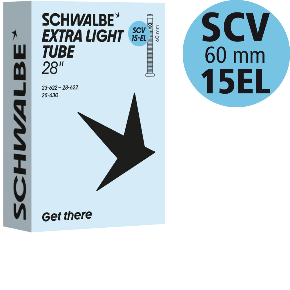 Schwalbe Extralight Schlauch 28 Zoll Rennrad, Nr. 15-EL, 23 bis 28 mm, SCV 60 mm
