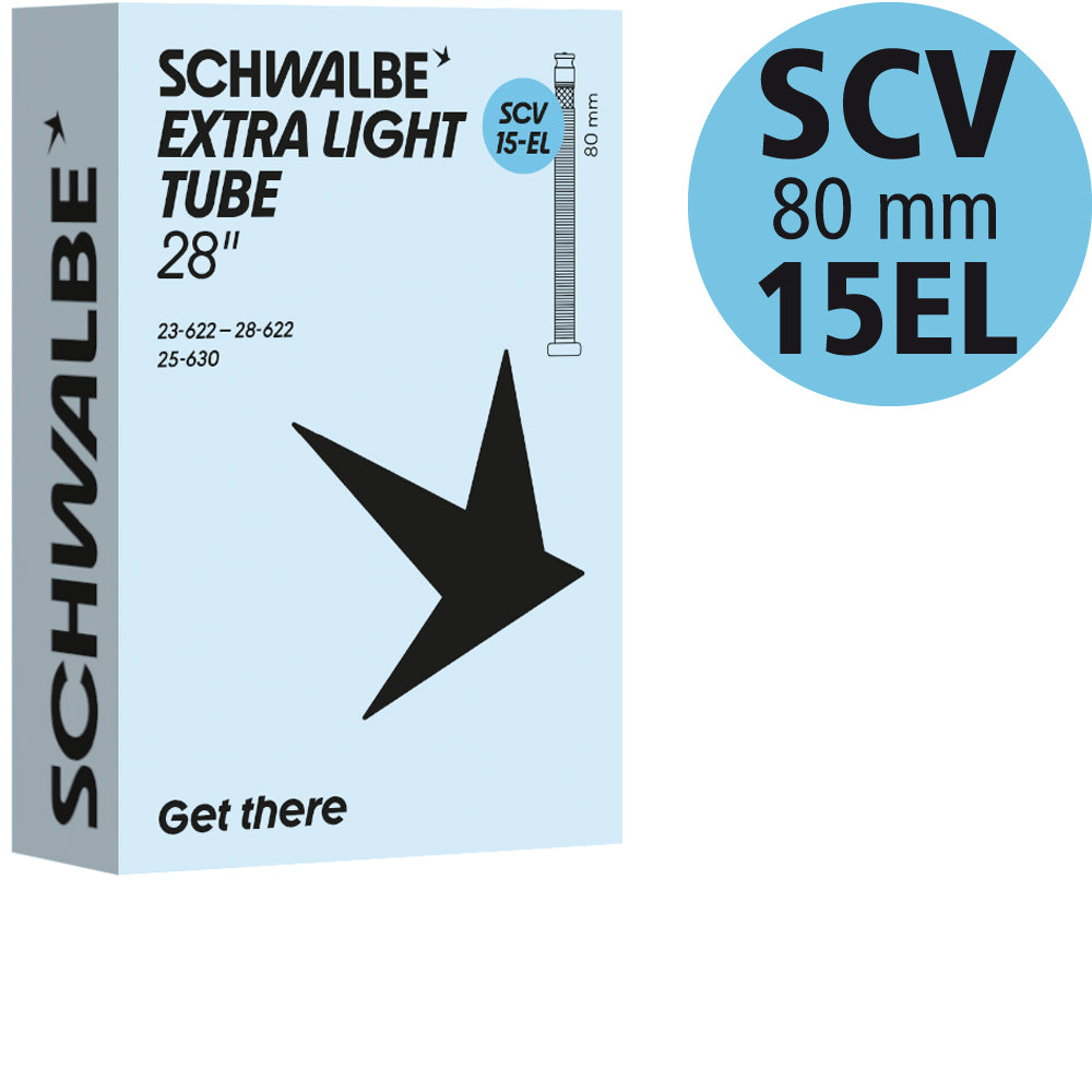 Schwalbe Extralight Schlauch 28 Zoll Rennrad, Nr. 15-EL, 23 bis 28 mm, SCV 80 mm