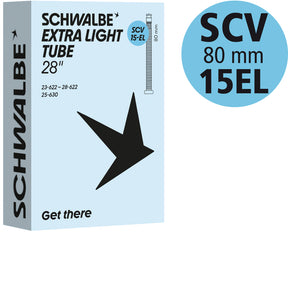 Schwalbe Extralight Schlauch 28 Zoll Rennrad, Nr. 15-EL, 23 bis 28 mm, SCV 80 mm