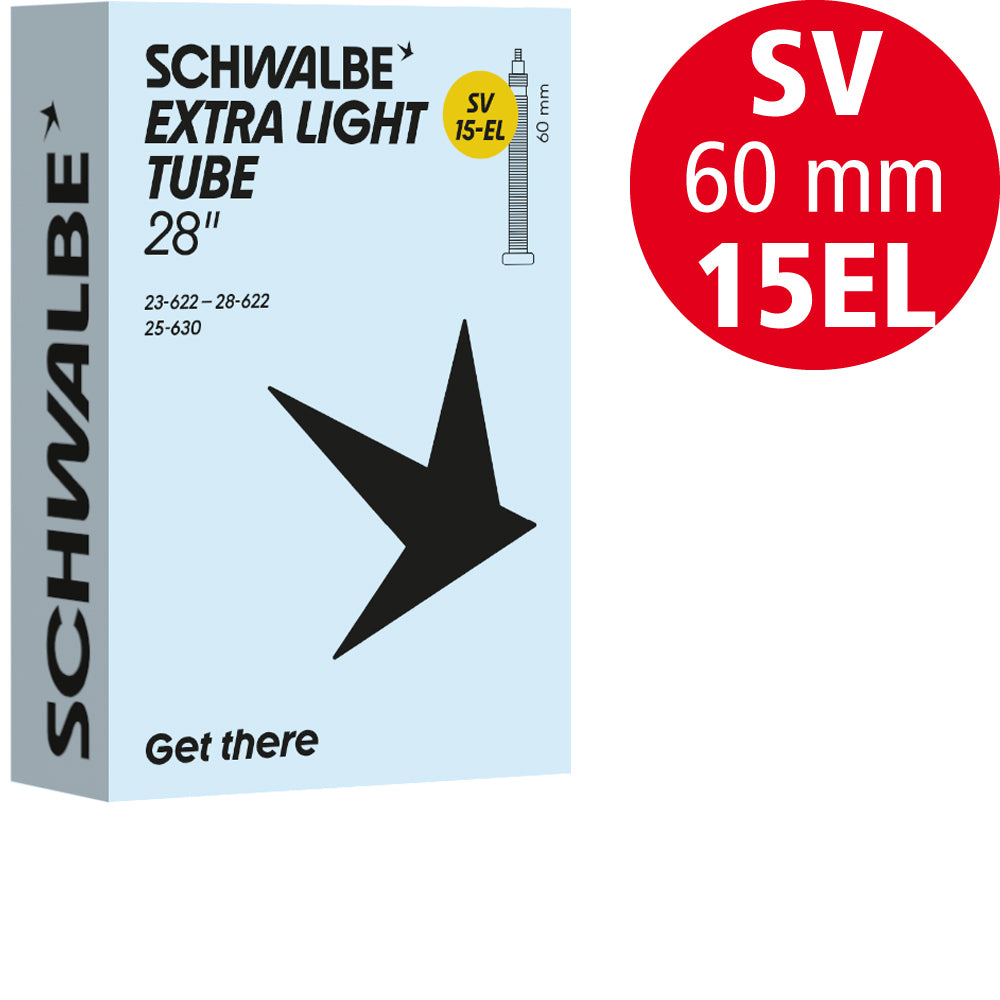 Schwalbe Extralight Schlauch 28 Zoll Rennrad, Nr. 15-EL, 23 bis 28 mm, SV 60 mm