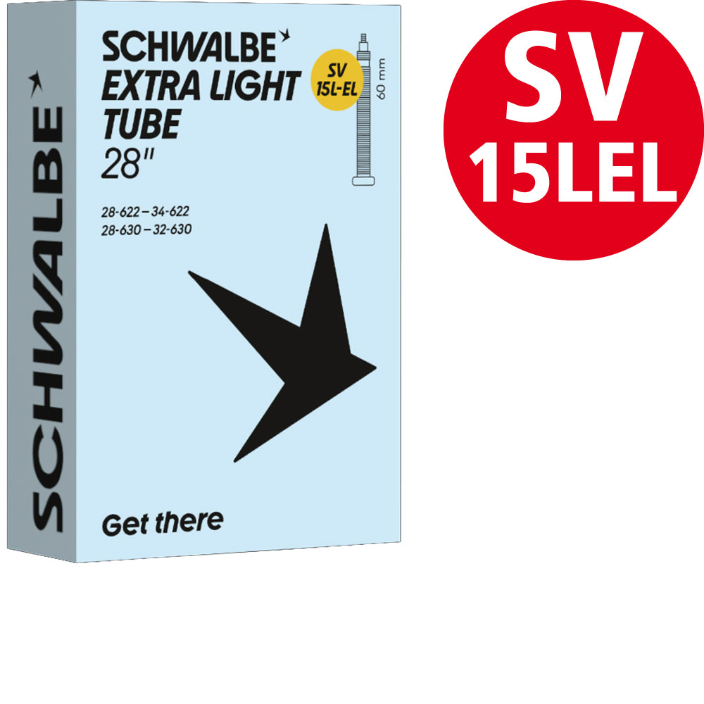 Schwalbe Extralight Schlauch 28 Zoll Rennrad, Nr. 15L-EL, 28 bis 34 mm, SV 60 mm