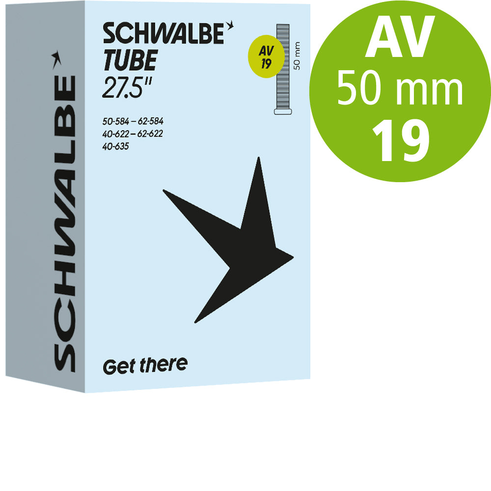 Schwalbe Schlauch 27,5 bis 29 Zoll, Nr. 19, 40 bis 62 mm, AV 50 mm