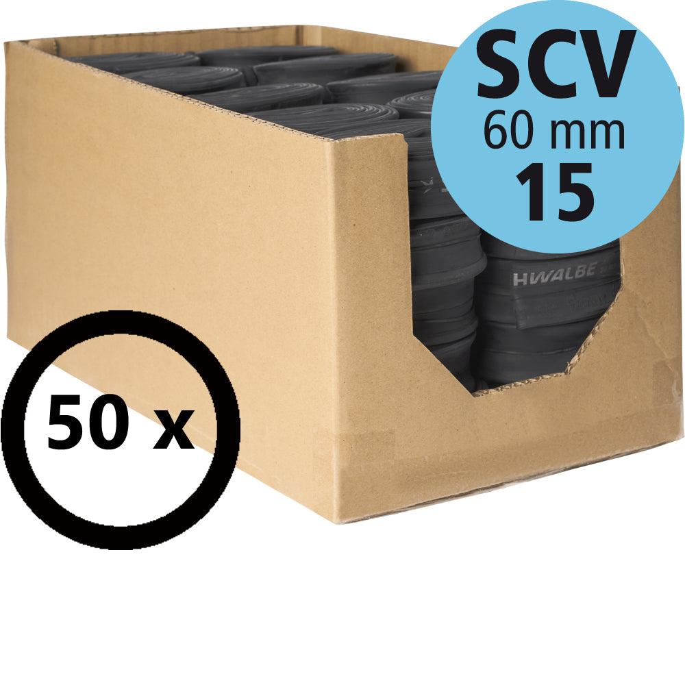 Schwalbe Schlauch Nr. 15 Werkstattbox, 50 Stück, SCV 60 mm