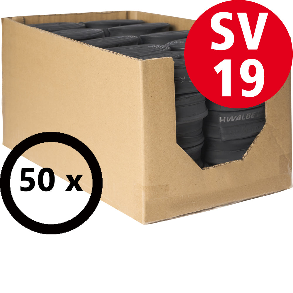 Schwalbe Schlauch Nr. 19 Werkstattbox, 50 Stück, Nr. 19, 40 bis 62 mm, SV 40 mm