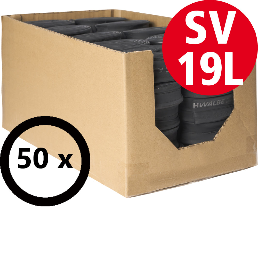 Schwalbe Schlauch Nr. 19 Werkstattbox, 50 Stück, Nr. 19L, 54 bis 75 mm, SV 40 mm
