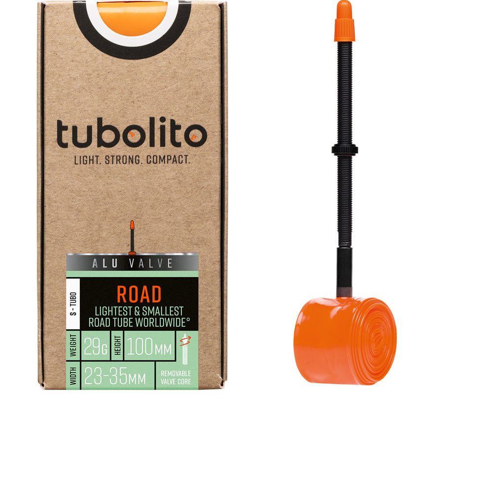tubolito S-Tubo Road Alu TPU-Schlauch 28 Zoll mit 100 mm Aluventil, schwarz