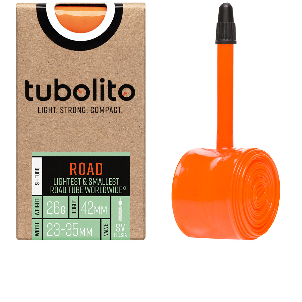 tubolito S-Tubo Road TPU-Schlauch 28 Zoll, Sclaverand 42 mm, orangefarbenes Ventil
