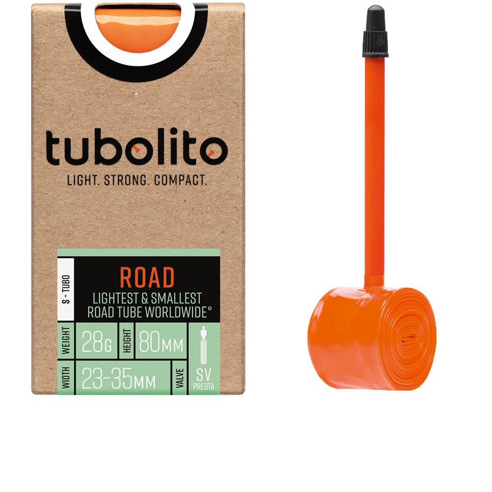 tubolito S-Tubo Road TPU-Schlauch 28 Zoll, Sclaverand 80 mm, orangefarbenes Ventil